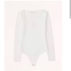 Long-Sleeve Ponte Notch-Neck Bodysuit Size Small